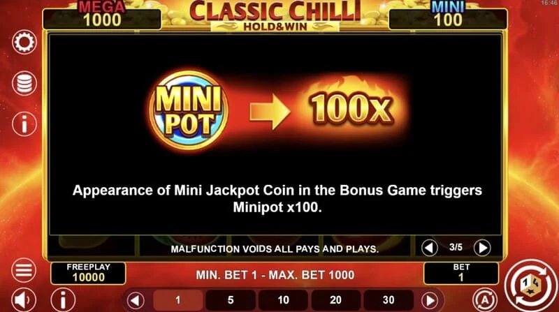 Classic Chilli Hold & Win - lancement du tour Hold & Win